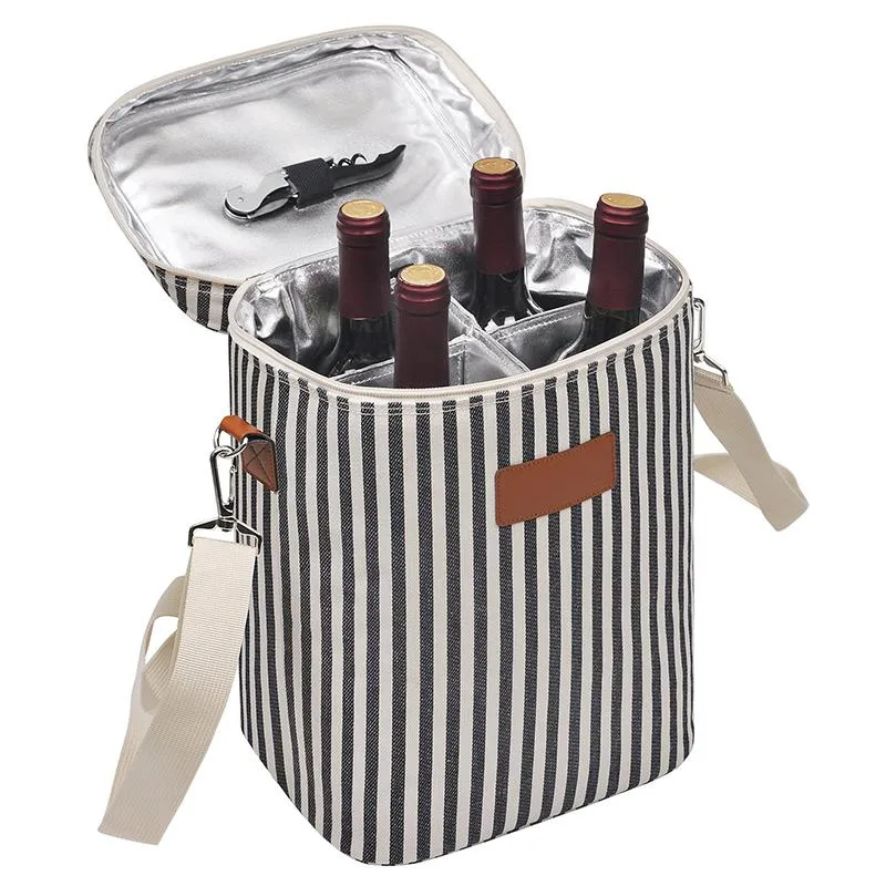 Insulated Wine Bag Leakproof Travel Wine Carring Cooler Bag